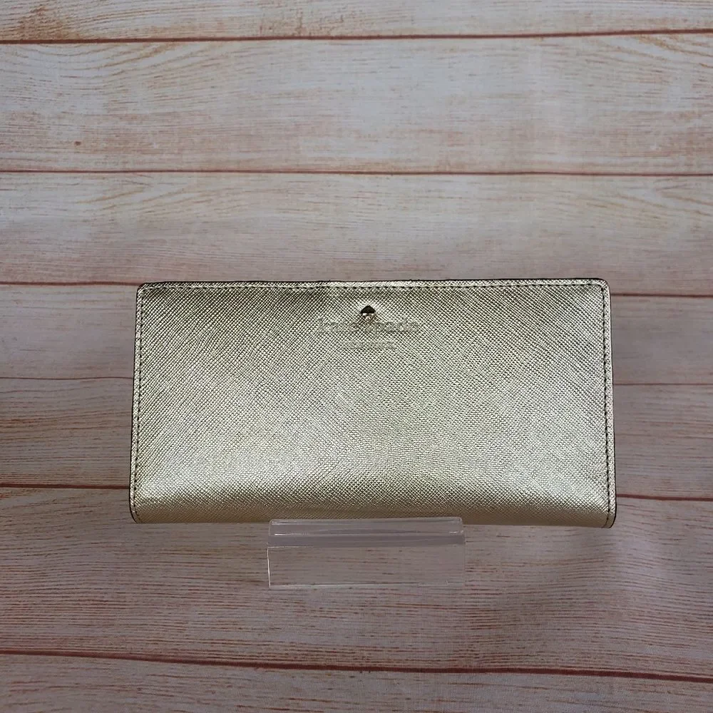 Kate Spade Saffiano Leather Metallic Wallet with Gift Box